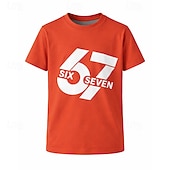 cheap Boy's 3D Funny Humor-Unisex Boys' 3D Graphic Color Gradient Funny Slang 67 T shirt Tee Short Sleeve 3D Print Summer Spring Sports Fashion Streetwear Kids 4-12 Years Crew Neck Casual Daily Outdoor Regular Fit