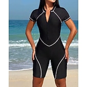 halpa One Pieces Rash Guards-Naisten Vakio Ihottumissuoja One Pieces -ihottumasuojat Uimapuku Värien estäminen Sulkea jnk vetoketju UV suoja Elastinen Lyhythihainen Uima-asut Kokopuku Lainelautailu Sukellus Uinti Kesä