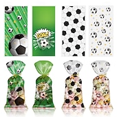 baratos Jogo de Futebol Mundial de 2026-Pacote com 100 Sacolas de Lembrancinhas do Torneio Mundial de Futebol Sacolas de Guloseimas de Celofane com Laços Torcidos para Aniversário de Crianças Suprimentos de Festa Temática de Esportes para