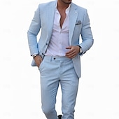 Недорогие Повседневные костюмы-Мужские повседневные пляжные свадебные пиджаки с узором зебра розовые небесно-голубые модные легкие полосатые приталенные 2-х предметные с единственной пуговицей на два кнопки