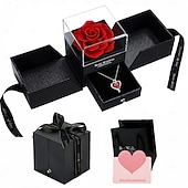 cheap Down to $30-Preserved Flowers Gift for Mom from Son or Daughter, Incl 4 Rose and Heart Necklace, Ideal Gifts Birthday, Mother's Day, Valentine's Day, Christmas for Grandma for Her, Women, Wife