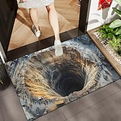 levne Doormaty-3D optická iluze rohožka 2D plochý tisk hluboký otvor design unikátní a poutavý vstupní koberec do domu