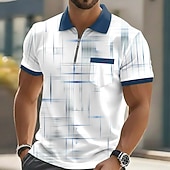 levne Pánské geometrické polo-Pánské Geometrický Polokošile Krátký rukáv Polo tričko Klopa Na běžné nošení Venkovní Dovolená Denní nošení Kapsy 3D tisk Jaro léto Vodní modrá Černá Fialová