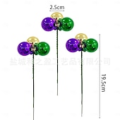 economico Forniture per feste-Confezione da 10 decorazioni natalizie per il martedì grasso, palline viola, verdi e dorate, steli per il martedì grasso &amp;decorazioni per l'albero di Natale, ghirlanda di carnevale &amp;forniture per