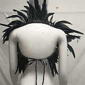 olcso kiegészítők-Carnaval 2026 Rio Carnaval Szamba Kiegészítők női fekete tollas vállkendő csipke applikációval Brazíliai Fesztivál Előadói Jelmez