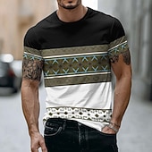 Χαμηλού Κόστους 3D μπλουζάκια-Ανδρικό T-shirt με έθνικ γεωμετρικό σχέδιο, χρωματικό μπλοκ, κοντομάνικο, στρογγυλή λαιμόκοψη, casual, γραφικό μπλουζάκι, ρούχα, ένδυση, s m, xl, xxl, xxl, xxxl