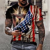 billiga Patriotisk T-shirt för veteraner-4 juli 2026 250:e minnesdagen Herrs patriotiska patriot grafisk 3D tryck amerikansk flagga veteran crew neck kortärmad T-shirt