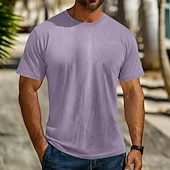 cheap Basic T shirts-SoftFade™ Men's Cotton T Shirt Washed Shirt Tee Top Short Sleeve Crew Neck Summer Spring Solid Color Vintage Casual Distressed Vintage Style Garment Dyed Faded Casual Daily Street Blue Gray Purple