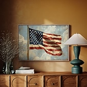  Amerikanische Flagge Leinwand Wandkunst | Patriotisches USA Sterne und Streifen Gemälde mit rustikalen Pinselstrichen | 4. Juli Militär Veteran Dekor