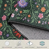 cheap Area Rugs-Area Rug Intricate Vine and Blossom Pattern on Deep Green Elegant Decorative Carpet for Living Room or Foyer