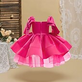 preiswerte Partykleider-Kinder Mädchen Partykleid Einfarbig Ärmellos Besonderer Anlass Geburtstag Niedlich Süß Polyester Midi Partykleid Sommer Frühling Kinder Rosa Rote Himmelblau