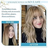 economico Frange-frangia a clip, frangia sottile, fermaglio per capelli, frangia finta naturale, frangia con tempie, posticci per donne, frangia finta con clip, extension per capelli da indossare tutti i giorni, nero