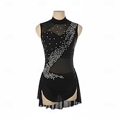 cheap Figure Skating Dresses-Figure Skating Dress Women's Ice Skating Dress Black Patchwork Open Back High Elasticity Training Competition Skating Wear Classic Crystal / Rhinestone Sleeveless Ice Skating Figure Skating