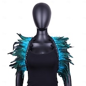 abordables Accessoires-Carnaval 2026 Accessoires de Carnaval de Rio Samba Cape Châle Femme Plumes Rouges et Noires avec Bord en Dentelle Costume de Performance Festival Brésilien