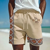 voordelige Retro Vintage &amp; Ethisch-Voor heren Aztec Etnisch Dondervogel Korte broek Casual korte broek Katoenen shorts Medium Taille Vintage Retro Vakantie Dagelijks gebruik Feestdagen Zijzakken Elastische tailleband met trekkoord