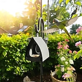 Χαμηλού Κόστους Υπαίθρια κρεμάστρα τοίχου-Κρεμαστή ταΐστρα πουλιών για κήπο με στέγη, πλαστική κρεμαστή ταΐστρα πουλιών, διακοσμητικός σταθμός ανοιχτού σχεδιασμού, ταΐστρες πουλιών για εξωτερικούς χώρους, ιδανικές για αυλή, αίθριο, κήπο και