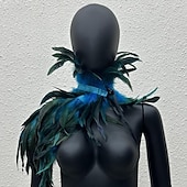 economico Accessori-Accessori Samba Carnevale 2026 Rio Carnevale Mantello Stola Piume Bianche Donna con Collo Alto Costume per Festival in Brasile