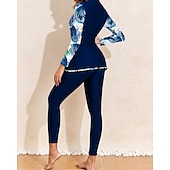 economico Rash Guards Interi-Per donna Standard Top sottomuta Tankini e bikini da surf Costumi da bagno Tropicale Con zip Protezione UV Elastico Manica Lunga Costume da Bagno Surf Immersione Nuoto Estate