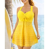 Χαμηλού Κόστους Surfing Tankinis και Bikinis-Γυναικεία Μαγιό Τανκίνι 2 τεμάχια Μονόχρωμο Μπογιάγκ Γρήγορο Στέγνωμα Ελαστικό Αμάνικο Μαγιό Σέρφινγκ Παραλία Κολύμβηση Καλοκαίρι