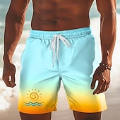 economico Piante e Fiori Tropicali-Per uomo Albero di Cocco Tramonto Colore sfumato Costumi da bagno Pantaloncini da mare Pantaloncini da Surf Misura del girovita medio Hawaiano Vacanza al Mare Tasche Laterali fodera in rete Coulisse