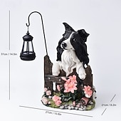 economico Illuminazione vialetto-1 pezzo di luce solare impermeabile per esterni a forma di cane, decorazione per giardino, prato, vialetto, luce solare da giardino in resina a forma di cucciolo, illuminazione d'accento per