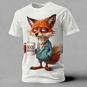 baratos Camisetas com estampa animal-Homens Animal Raposa Engraçado Camiseta Manga Curta Camiseta Impressão 3D Gola Redonda Camisa Exagerado Designer Festa Feriado Azul Branco Amarelo Verão Primavera Roupa S M L XL XXL XXXL