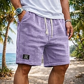 billiga Vardagsshorts-Herr Våffelshorts Shorts Sommarshorts Beach Shorts Casual shorts Snörning Elastisk midja Ensfärgat Slät Komfort Andningsfunktion Knelängd Dagligen Utomhus Streetwear Semester Mode Svart Vit