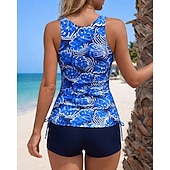 abordables Surfing Tankinis &amp; Bikinis-Mujer Traje de baño Tankini 2 Piezas Impreso Boyleg Secado rápido Elástico Sin Mangas Bañadores Traje de baño Surf Playa Natación Verano