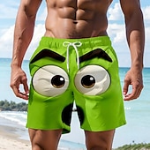 abordables Retro Vintage &amp; Ética-Hombre de impresión en 3D Dibujo 3D Cara de la sonrisa Boxers de Natación Pantalones de Natación Pantalones de Surf Media cintura Gracioso Hawaiano vacaciones en la playa Bolsillos laterales Forro de