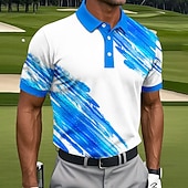 economico Polo da golf da uomo-Per uomo Geometrico Golf Polo Sportivi Manica Corta Magliette polo Camicie con Colletto Casual Athleisure Bottoni Estate Primavera Blu Verde
