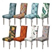 economico Fodera per sedia da pranzo-Coprisedia da pranzo Coprisedia per sgabello Coprisedia in poliestere con stampa geometrica