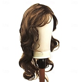 cheap Older Wigs-Silver Grey Wigs for Women, Shoulder Length Wavy Hair with Side Bangs, Natural Looking Heat Resistant Synthetic Wig for Daily Wear, Party