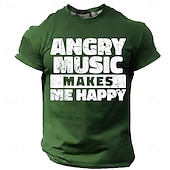  Camiseta negra divertida con la música enojada que me hace feliz para hombre, con gráficos de heavy metal, rock y punk, para amantes de la música, ropa de humor en tallas S, M, L, XL, XXL y XXXL.