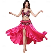 economico Abbigliamento danza del ventre-Abbigliamento da ballo Samba Set costume da danza del ventre glamour rosa rosso|l Costume da spettacolo