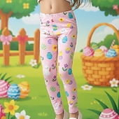 voordelige Paasoutfits voor Meisjes-Paaslegging met 3D-print konijnenprint voor meisjes, lente/herfst, schattige streetwear, basic, geschikt voor kinderen van 4-12 jaar, casual, dagelijks gebruik, outdoor, normale pasvorm