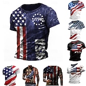 billiga Patriotisk T-shirt för veteraner-4 juli 2026 250:e minnesdagen Herrs patriotiska patriot grafisk 3D tryck amerikansk flagga veteran crew neck kortärmad T-shirt