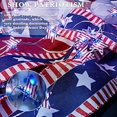  Luzes decorativas comemorativas do bicentenário dos Estados Unidos, cordão de luzes patrióticas de 3 metros para o Dia dos Veteranos, adequadas para decoração de interiores e festas comemorativas