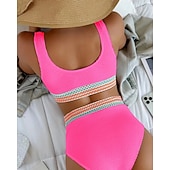 baratos Surfistas Tankinis &amp; Bikinis-Women's Regular Surfing Tankinis &amp; Bikinis Bathing Top 2 Pieces Geometric Open Back UV Protection Elastic Sleeveless Swimwear Surfing Diving Swimming Summer