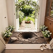 Недорогие Коврики-Трехмерный коврик с оптической иллюзией, глубоким отверстием и эффектом потрескавшегося камня, двухмерная плоская печать для эффектного украшения прихожей.