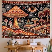 お買い得  タペストリー 壁掛け-サイケデリックなキノコのタペストリー、トリッピーな目玉の壁掛け、星空の夜、銀河、森の風景、ヨガルーム、瞑想スペース、寝室の装飾用ウォールアート
