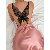 olcso Női hálóingek és hálópólók-Női Hálóing Szerelmesek Alkalmi Kényelmes Tiszta szín Nyitott hátú Napi Otthon Ujjatlan Szíj Fekete Fehér Pezsgő Arcpír rózsaszín Rubin Nyár Tavasz Normál