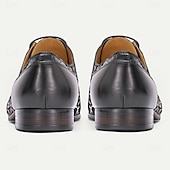 Χαμηλού Κόστους Βασικά Παπούτσια-Κομψά ανδρικά δερμάτινα νυφικά παπούτσια - μαύρα με χρυσό φλοράλ μοτίβο, υποδήματα υψηλής ποιότητας για γάμους και επίσημες γιορτές