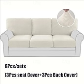 abordables Funda para asientos y reposabrazos de sofá-Juego de fundas de cojín de sofá elásticas de lujo minimalistas, funda completa, funda de sofá elástica antideslizante para sofá de 2/3 plazas