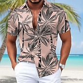 economico Camicia in Raso da Uomo-Per uomo Albero di Cocco Piante Tropicali Camicia in raso Camicie hawaiane Camicia Aloha Manica Corta Hawaiano Quotidiano Vacanza Estate Primavera Collo ripiegato Camicie con Colletto Stampa 3D
