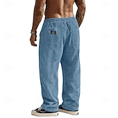 cheap Casual Pants-Men's Trousers Corduroy Pants Baggy Pants Casual Pants Elastic Waist Straight Leg Solid Color Comfort Moisture Wicking Full Length Casual Daily Outdoor Fashion Streetwear Blue Black Micro-elastic
