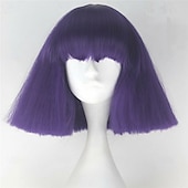 economico Parrucche da festa-parrucca sintetica lady gaga parrucca bob dritta corta castano scuro grigio argento biondo scuro rosa verde capelli sintetici 12 pollici da donna comode e soffici parrucche di carnevale rosso rosa