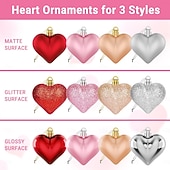 cheap Valentine's Day-36PCS Valentine's Day Decorations Heart Ornaments, 3 Styles 2 Sizes Multi-Color Heart Shaped Baubles for Valentine Tree Decor, Wedding, Anniversary, Christmas &amp; Party