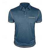 ieftine Polo clasic pentru bărbați-Bărbați Polo Cămașă de golf Casual Afaceri Clasic Manșon scurt Modă Culoare solidă Buzunar Nasturi Vară Primăvară Toate Sezoanele Fit regulat Negru Alb Roșu Vin Bleumarin Kaki Gri Deschis Polo