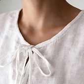 preiswerte Wesentliche Falsche Hemden-Damen Leinenhemd Sommerhemd Kunstbaumwollleinen Gerafft Vorderknoten Einfarbig Einfach Täglich Stilvoll Lässig Halbarm Rundhalsausschnitt Normale Oberteile Ferien Ausgehen Urlaubskleidung Weiß Sommer