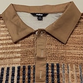  Homme Bloc de Couleur Géométrique Polo Chemises Themmal manche longue Polos Revers Occasionnel Athleisure Fête Tenue quotidienne Impression 3D Printemps Automne Hiver Bleu Marron Gris